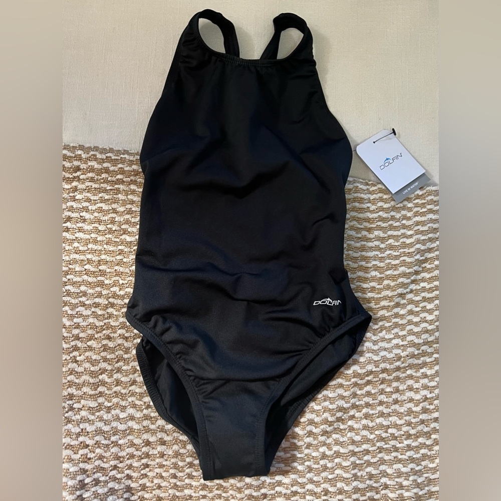 Dolphin one-piece black swimsuit